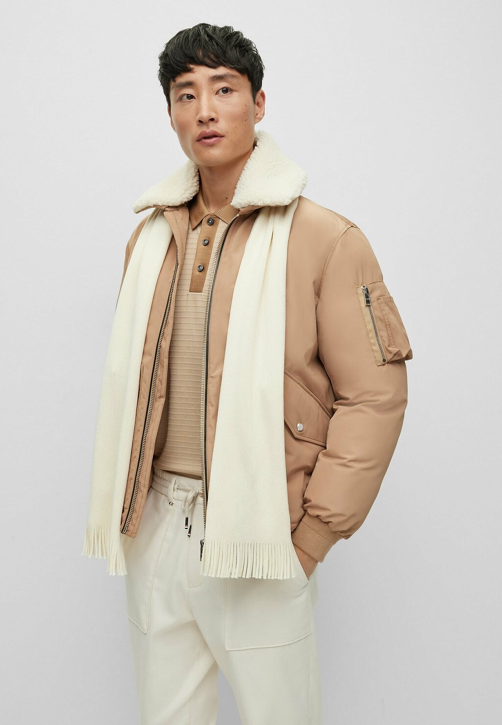 

Шарф BOSS АЛЬБАС УНИСЕКС, цвет open white eleven