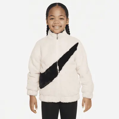 

Куртка Nike Little Kids' Swoosh Faux Fur Jacket, цвет Sail