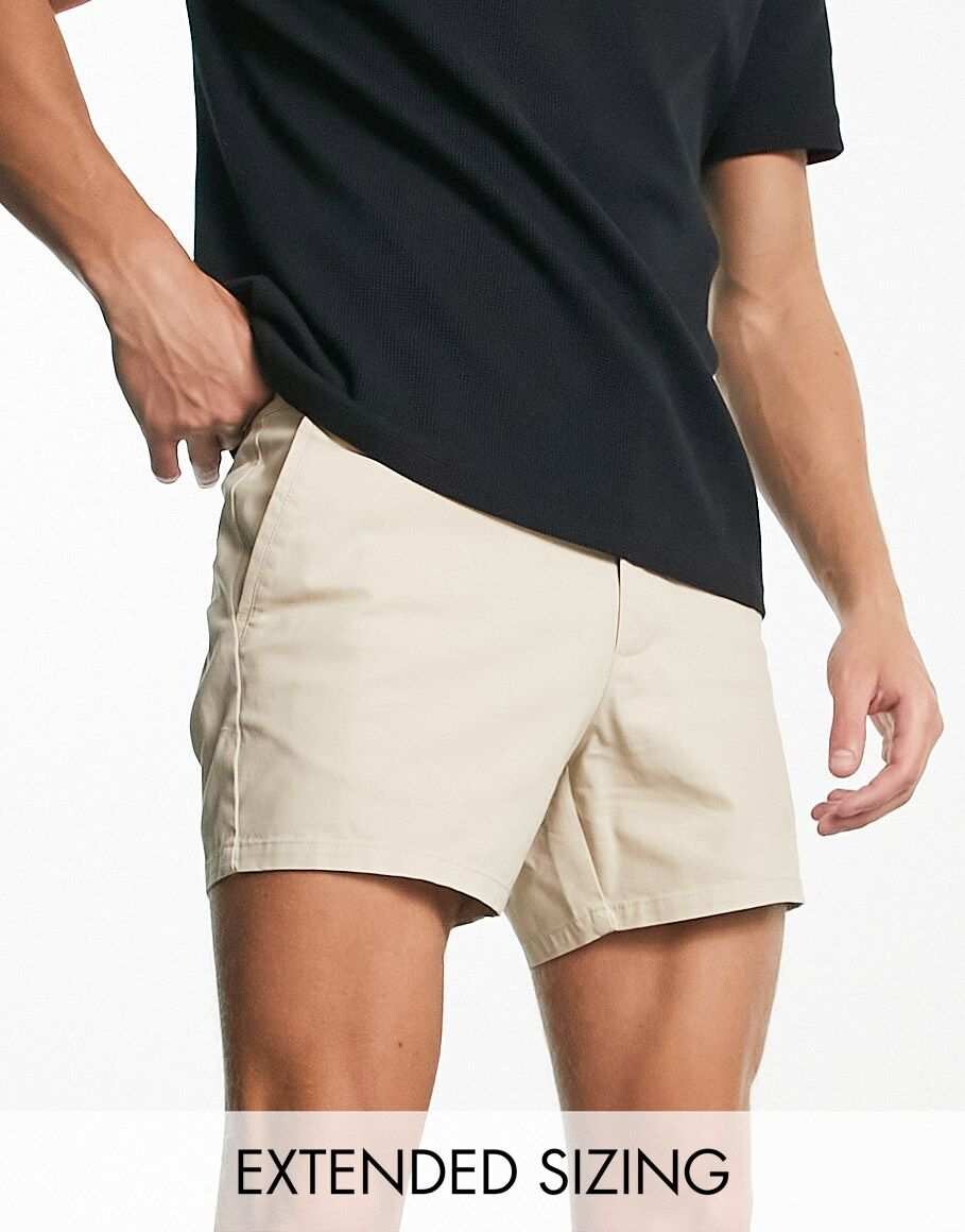 

Укороченные бежевые узкие шорты чинос ASOS DESIGN