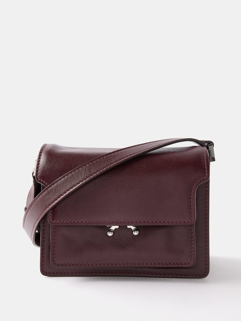

Миниатюрная кожаная сумка через плечо trunk Marni, бургундия