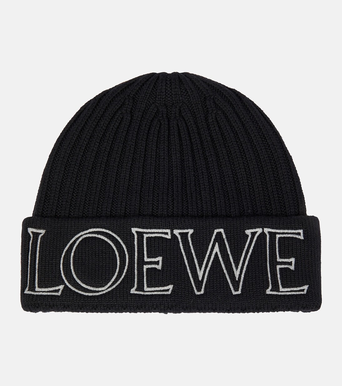 

Шапка-бини в рубчик с логотипом Loewe, черный