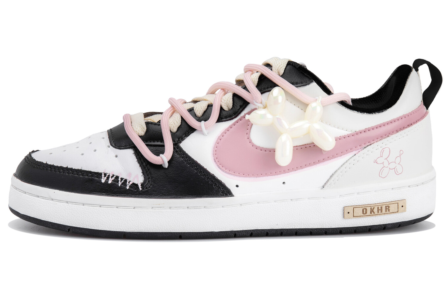 

Кроссовки Nike Court Borough Skateboarding Shoes Women's Low-top Black/pink/white, розовый