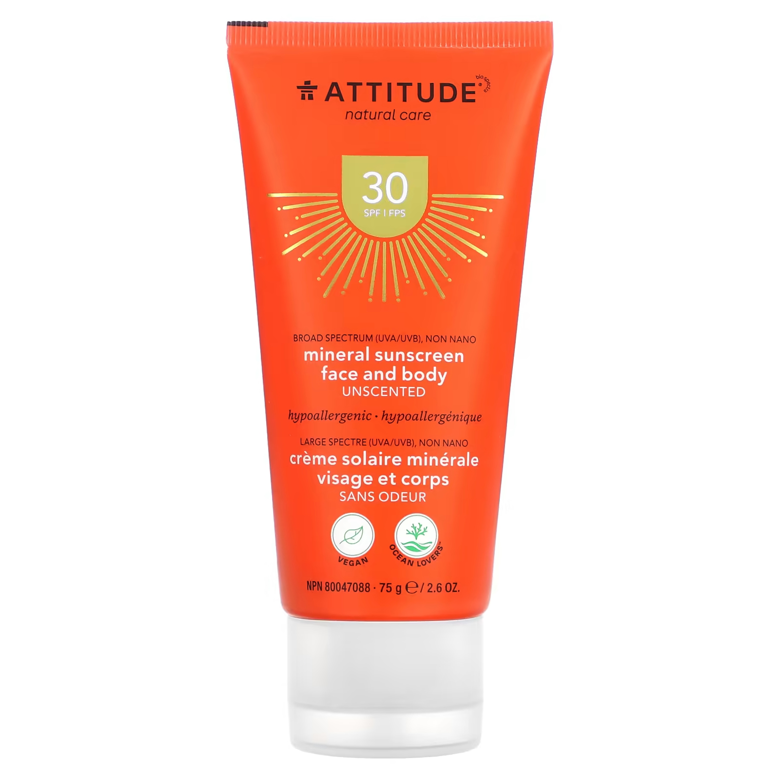 Солнцезащитный крем для лица и тела Attitude SPF 30 минеральный, 75 г caribbean solutions солнцезащитное средство spf 30 4 унции