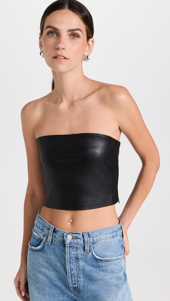 

Топ Susana Monaco Faux Leather Crop Tube, черный