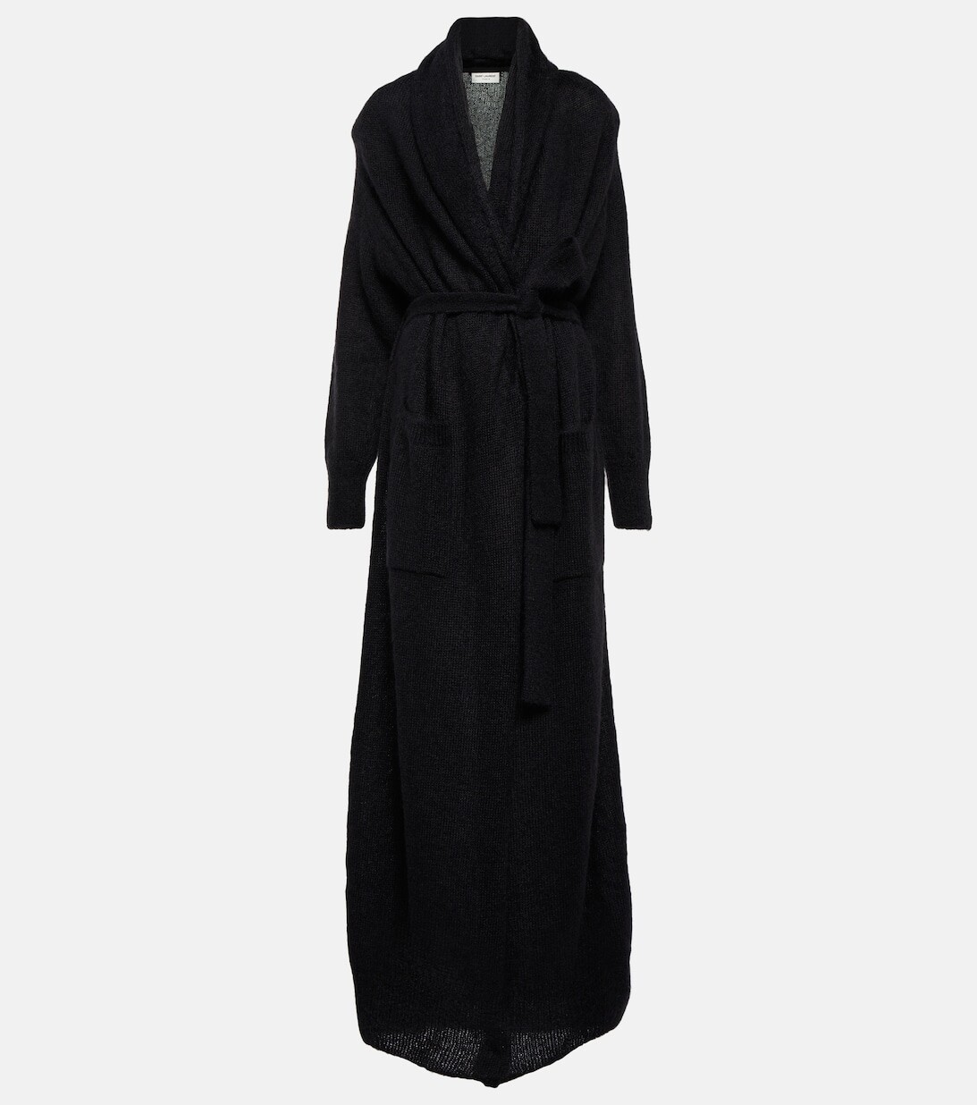 

Кардиган из смесового мохера с поясом SAINT LAURENT, черный