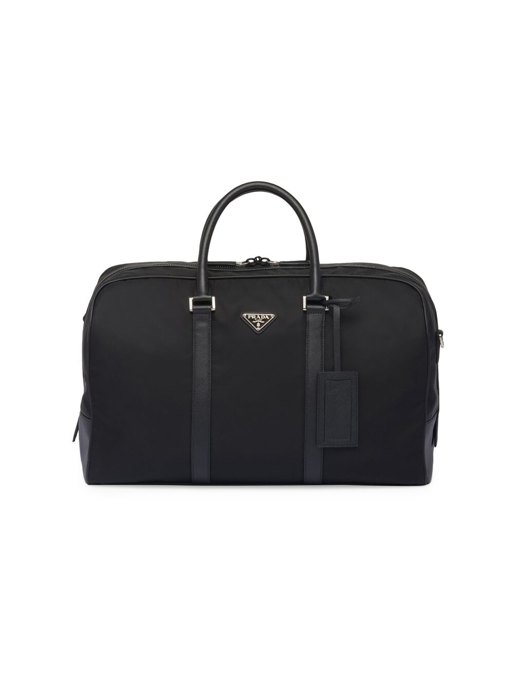 

Сумка-дафл из повторного нейлона и сафьяновой кожи Prada, черный