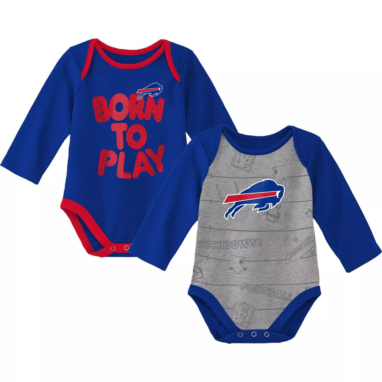 

Комплект из двух боди с длинными рукавами Royal/Heathed Grey Buffalo Bills для новорожденных и младенцев Born To Win Outerstuff