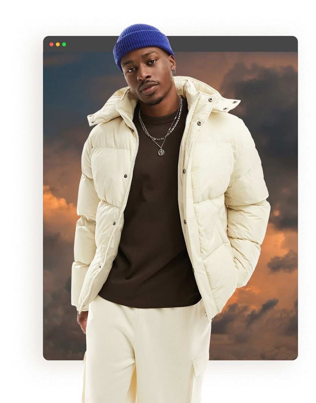 

Белая водостойкая куртка-пуховик со съемным капюшоном ASOS DESIGN, Белый