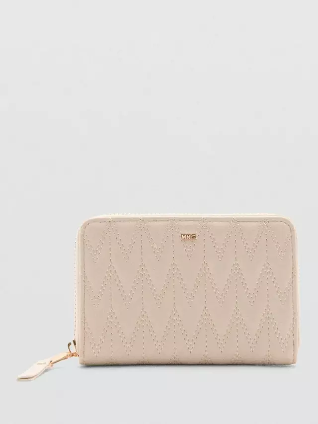 

Портмоне Mango Queens Stitch Detail Zip Around, цвет natural white