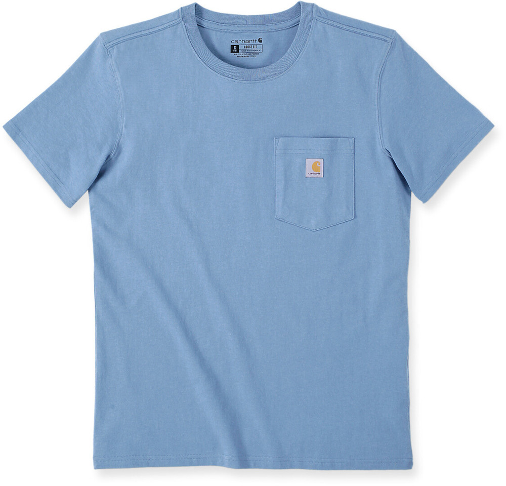 Свободная женская футболка с карманами K87 Heavyweight Carhartt, светло-синий