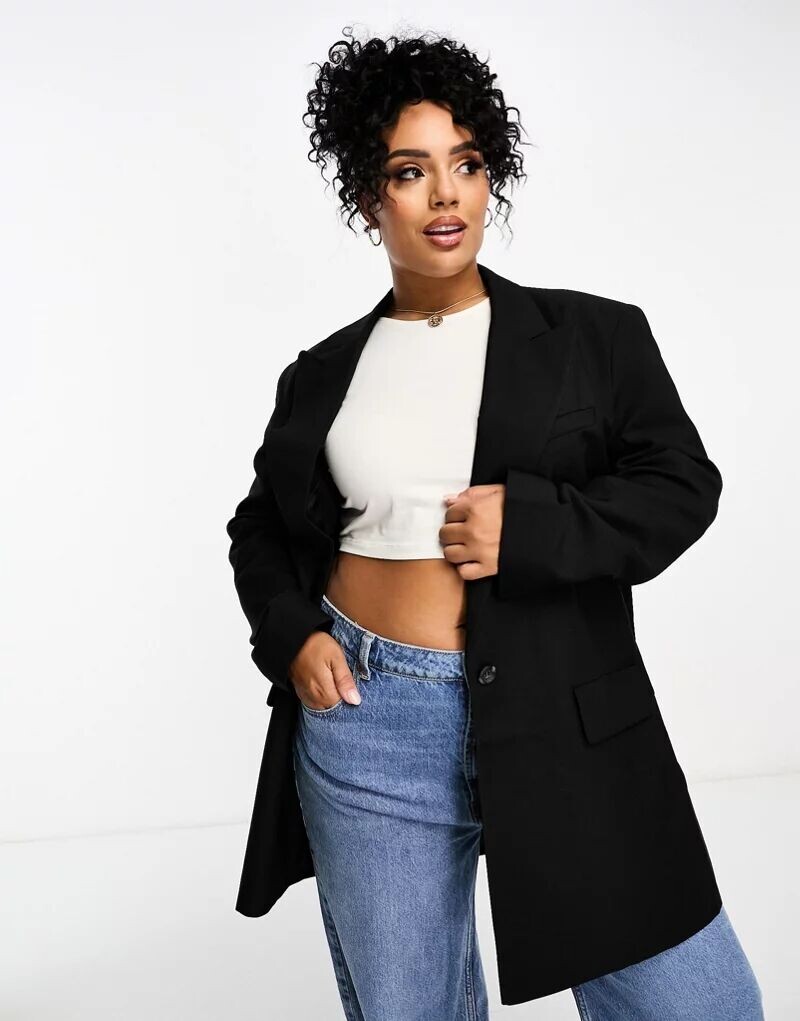 

Черный удлиненный пиджак ASOS Curve Perfect