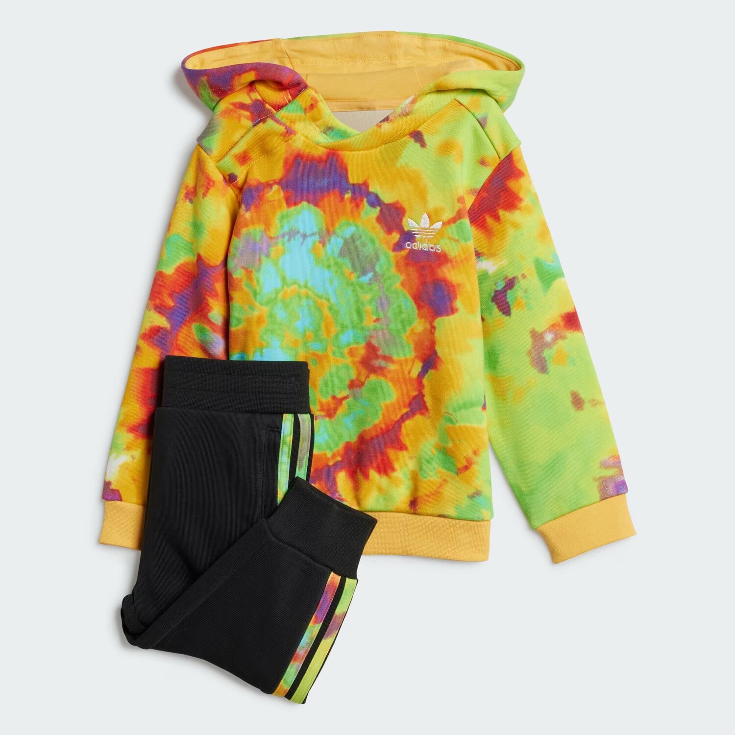 

Детский комплект с капюшоном с принтом тай-дайед Adidas, цвет Black/Multicolor