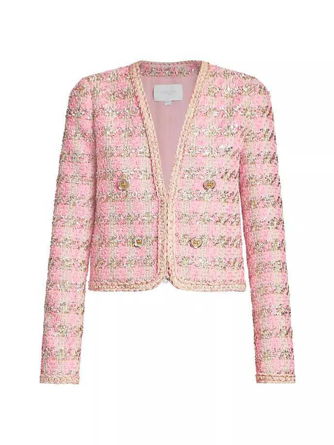 

Укороченный твидовый жакет металлик Giambattista Valli, цвет rose gold