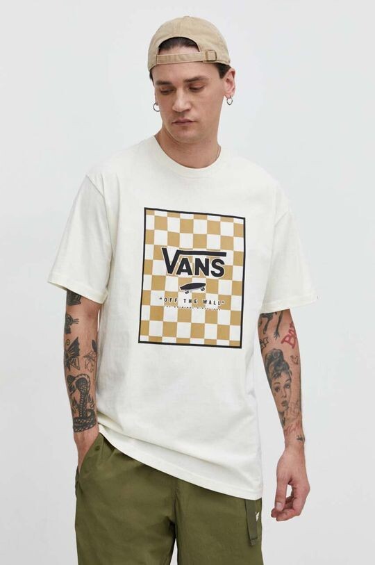 

Хлопковая футболка Vans, бежевый