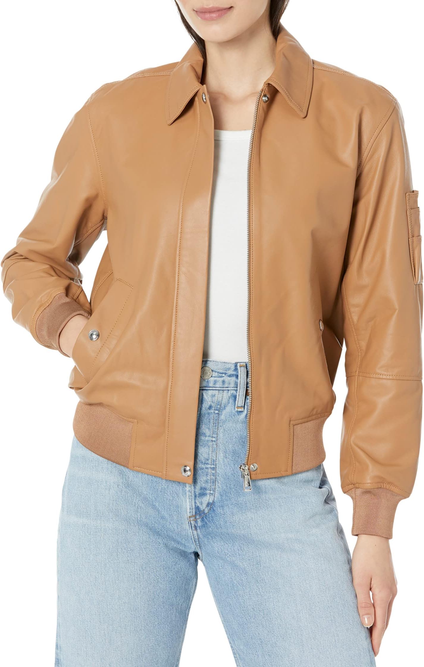 

Куртка Lambskin Bomber Jacket LAUREN Ralph Lauren, цвет Dark Camel