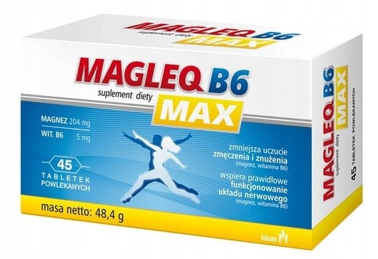 Magleq, B6 Max Магний + Витамин B6, 45 таб. Lekam