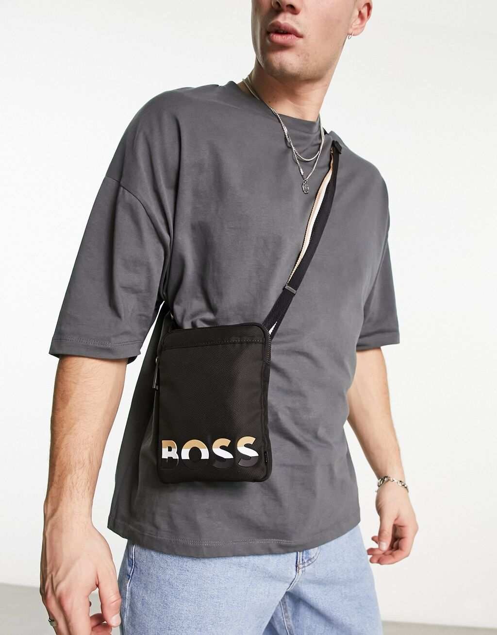 

Черная сумка через плечо с логотипом BOSS Orange Catch 2.0