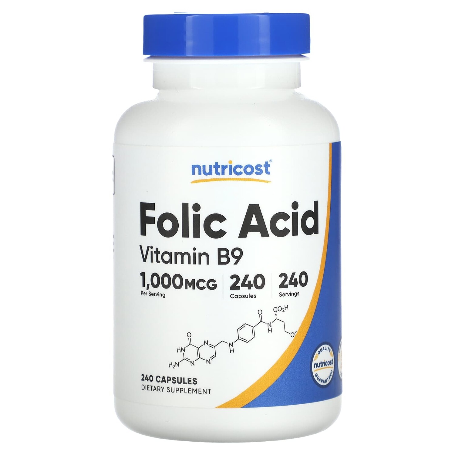 

Фолиевая кислота, 1000 мкг, 240 капсул, Nutricost