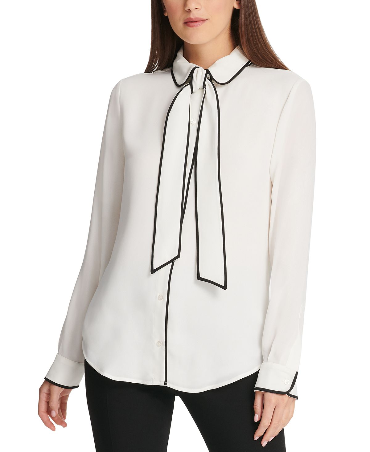 Блуза на пуговицах Petite с окантовкой DKNY