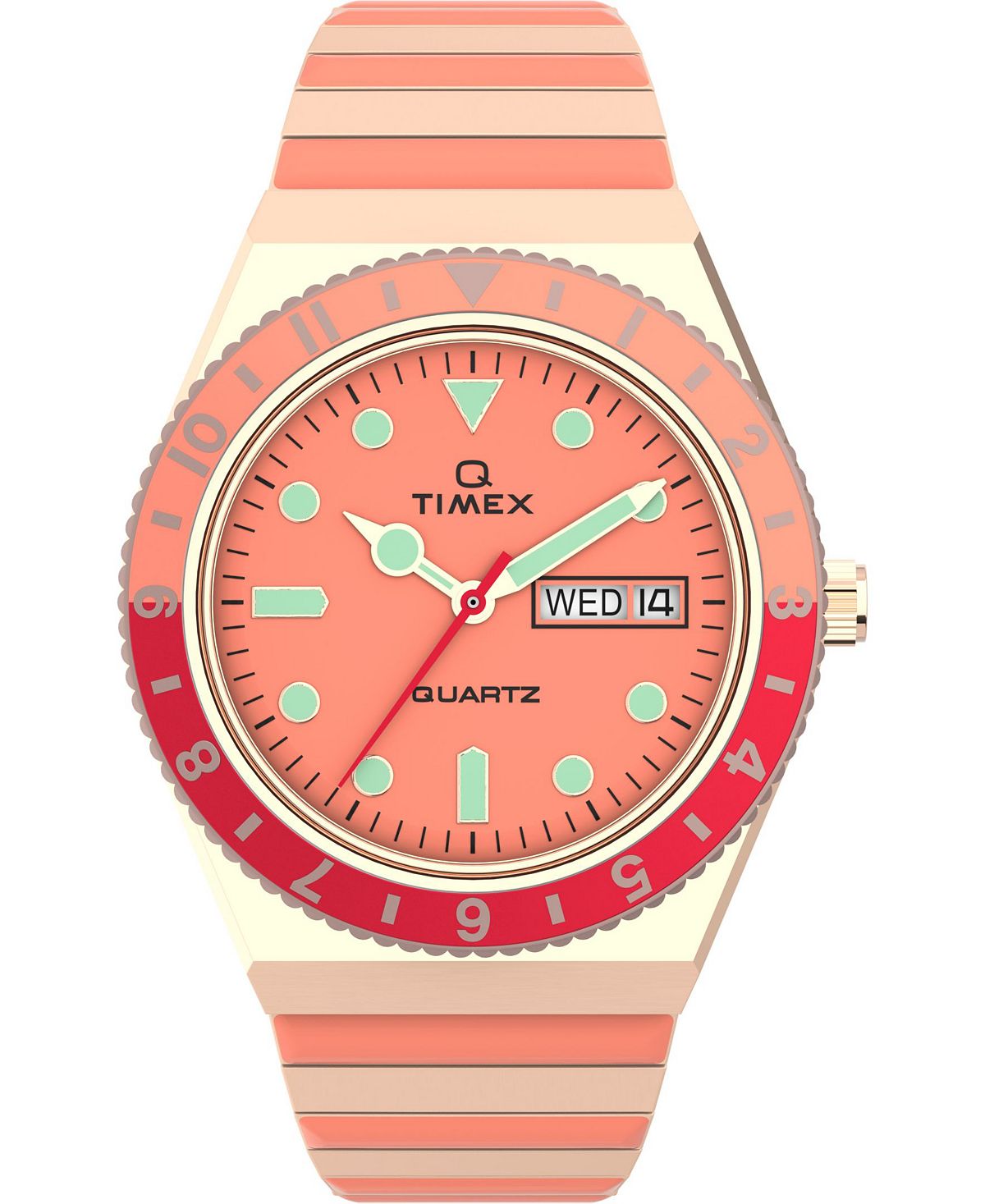 цена Женские часы Q с двухцветным расширительным ремешком из нержавеющей стали, 36 мм Timex