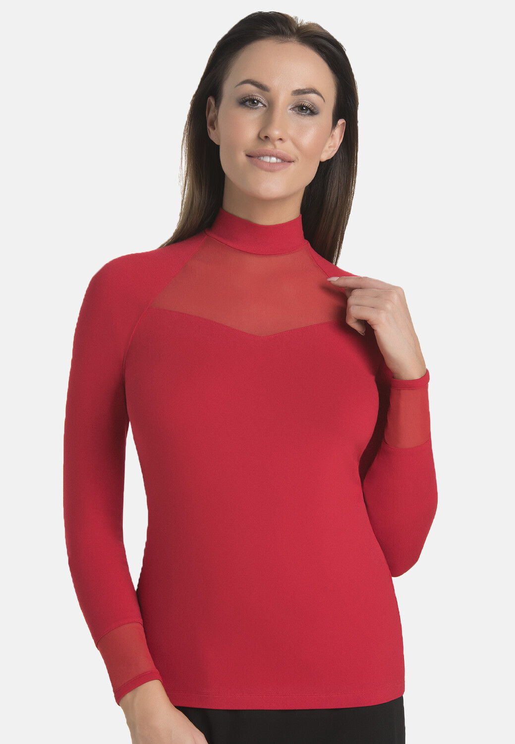 

Блуза Teyli Langarm Rollkragenpullover aus Viskose für Frauen Mila, красный