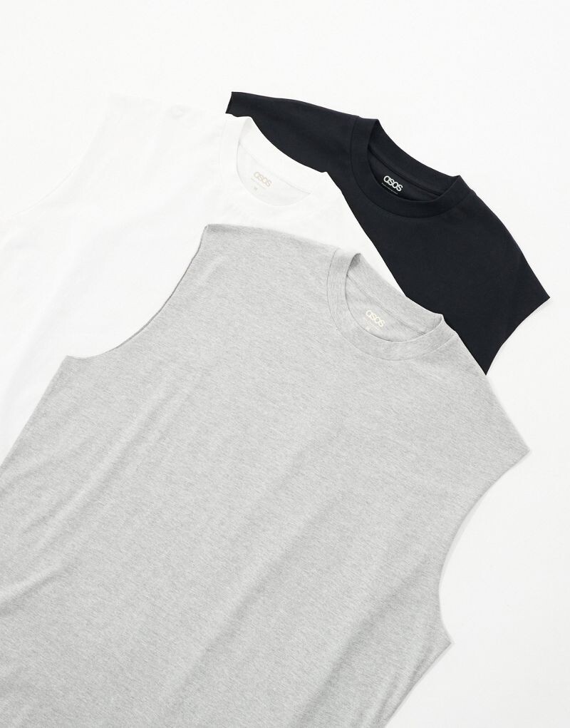 

Комплект больших маек ASOS DESIGN, 3 разных цвета