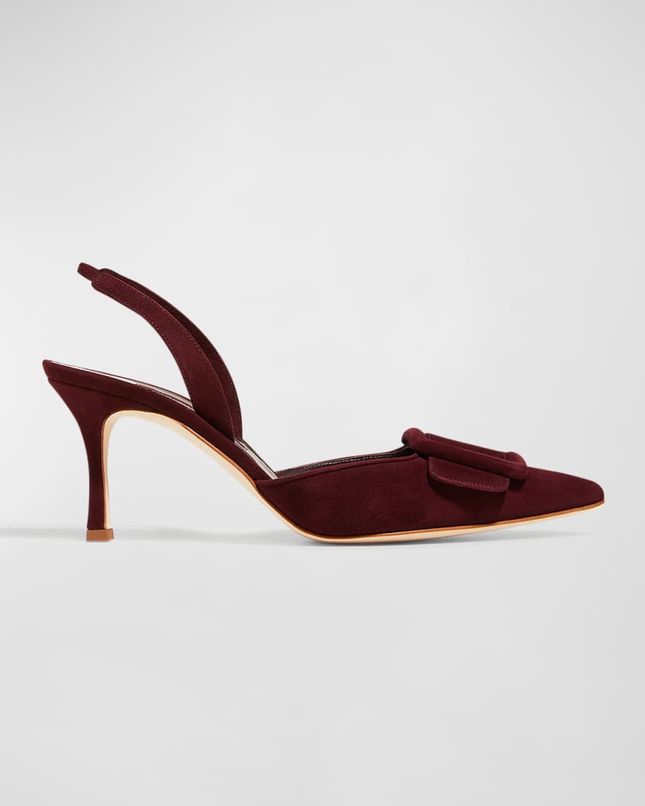 

Замшевые туфли-лодочки Maysli с пряжкой и лямкой на шее Manolo Blahnik