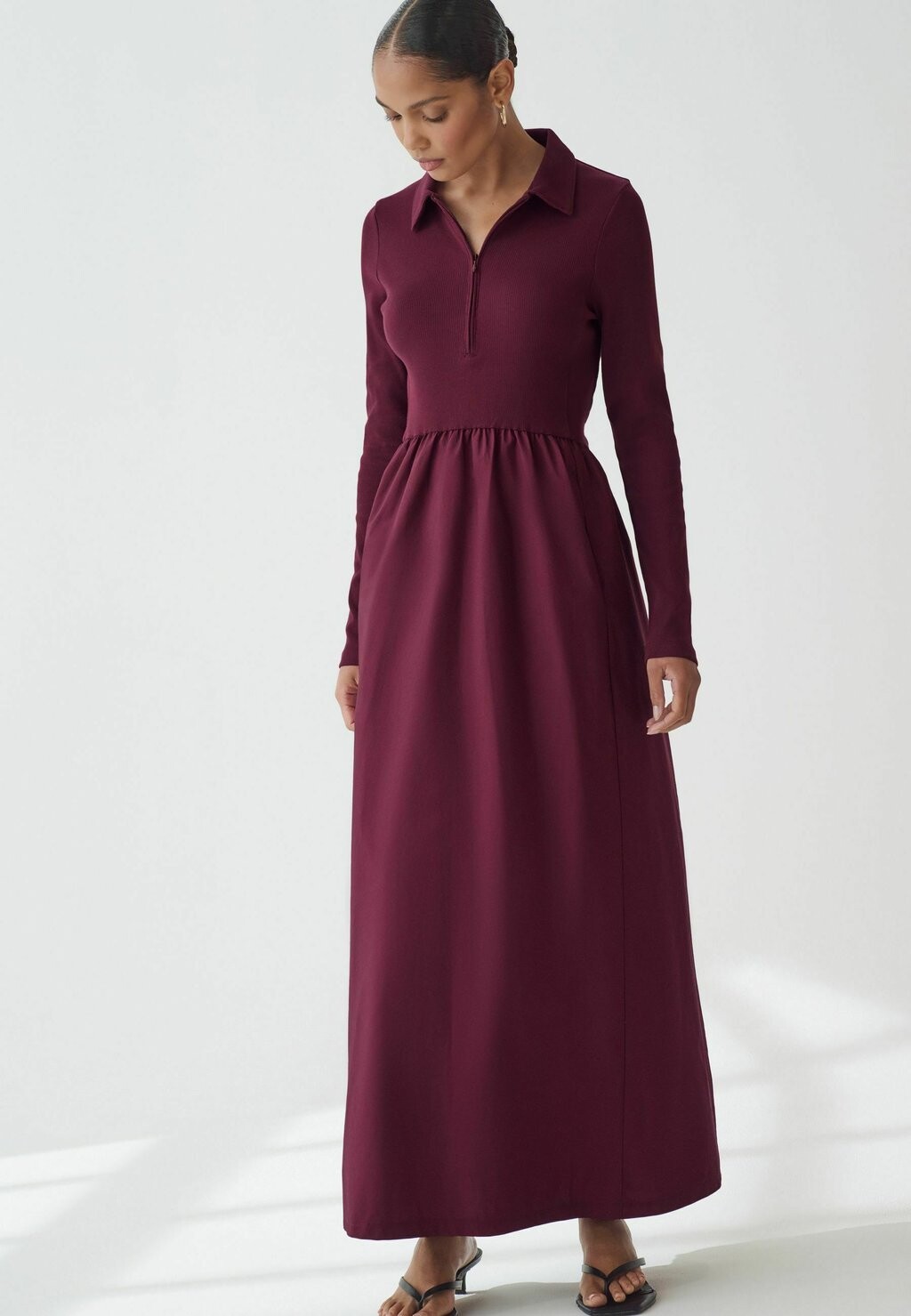

Платье макси LONG SLEEVE COLLARED-REGULAR FIT Next, красный