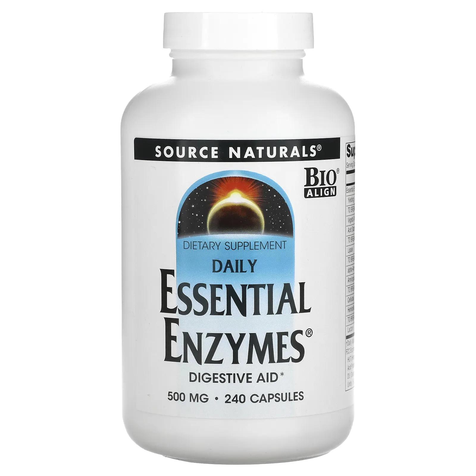 source naturals daily essential enzymes добавка с незаменимыми ферментами для ежедневного использования 500 мг 240 капсул Source Naturals Ферменты для ежедневного применения 500 мг 240 капсул