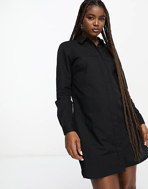 

Черное хлопковое платье-рубашка мини ASOS DESIGN, Черный