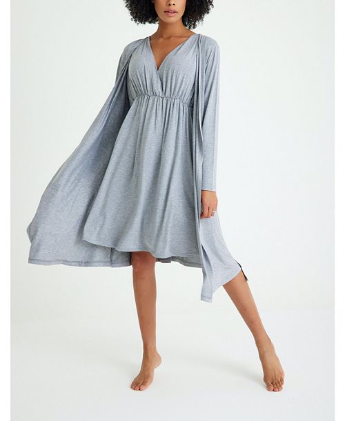 Ночная рубашка для беременных/кормящих и amp; Комплект халатов Accouchée, цвет Gray легкая юбка для беременных accouchée цвет black