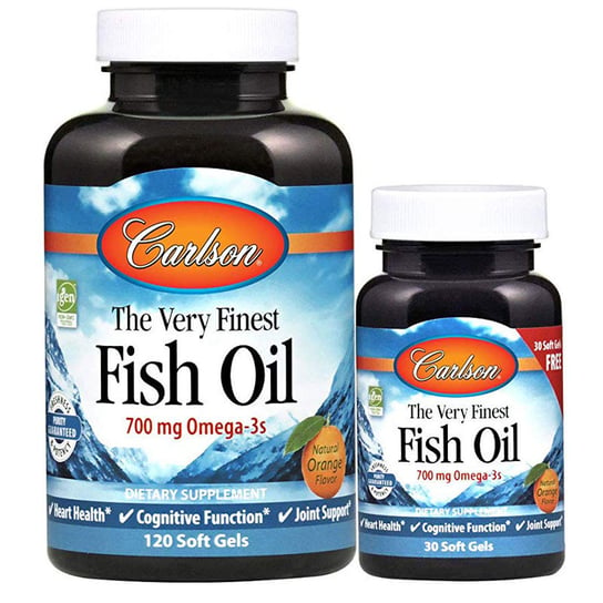 цена Carlson Labs The Very Finest Fish Oil 700 мг Омега-3S 120 капсул + 30 капсул апельсин