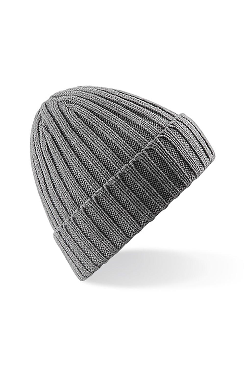 цена Зимняя массивная шапка-бини в рубчик Beechfield, серый