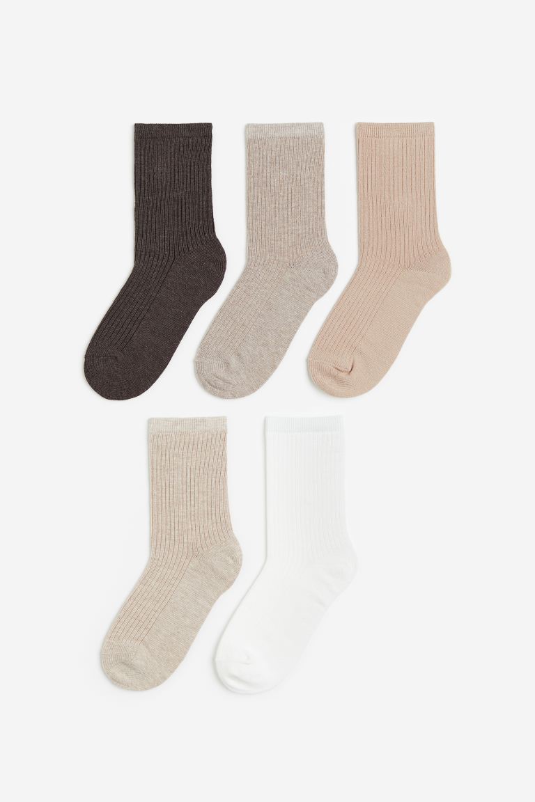 Упаковка из 5 носков в рубчик H&M, белый носки 5 пар размер 36 42 бежевый белый коричневый черный