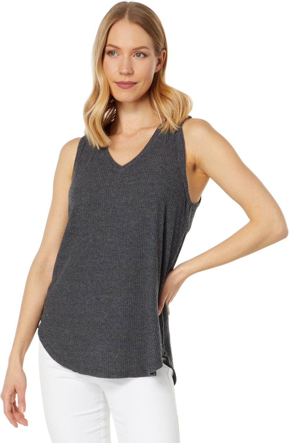 

Майка Cozy Brushed Rib Deep V Sleeveless Tank Dylan by True Grit, черный