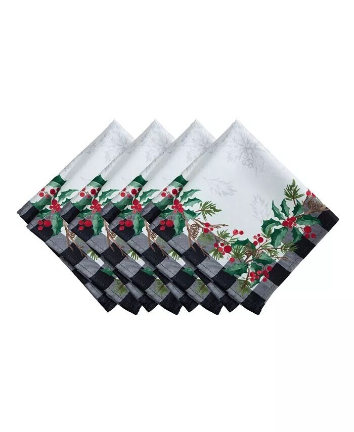 

Праздничные тканевые салфетки Holly Farmhouse Charm 17x17, набор из 4 шт Elrene, мультиколор