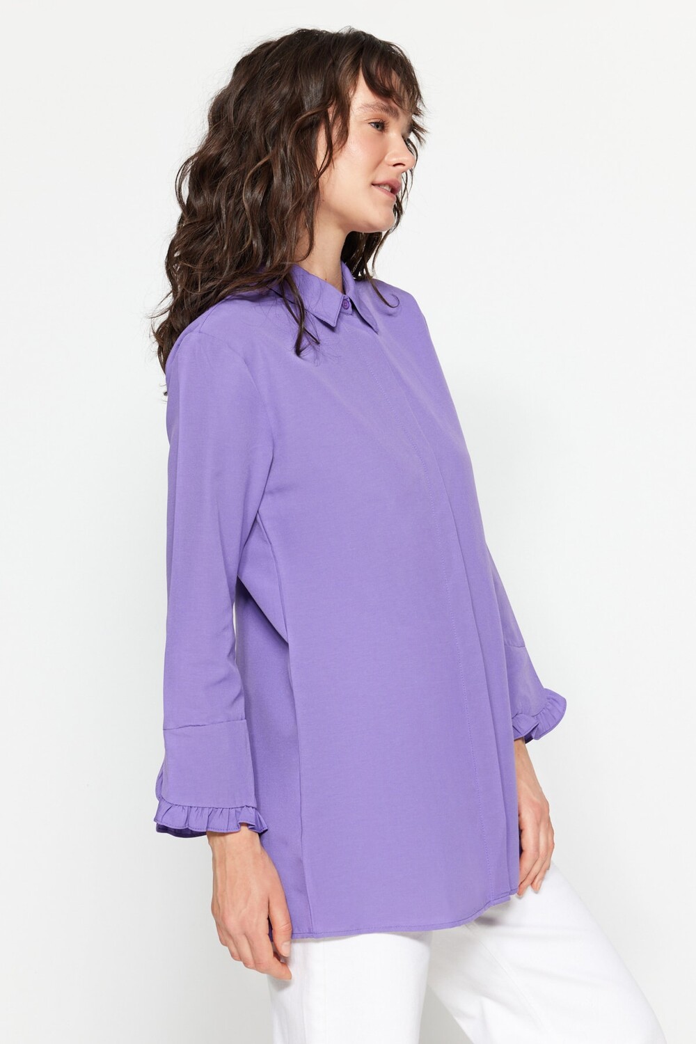 

Рубашка - Фиолетовый - Классический крой Trendyol Modest, фиолетовый