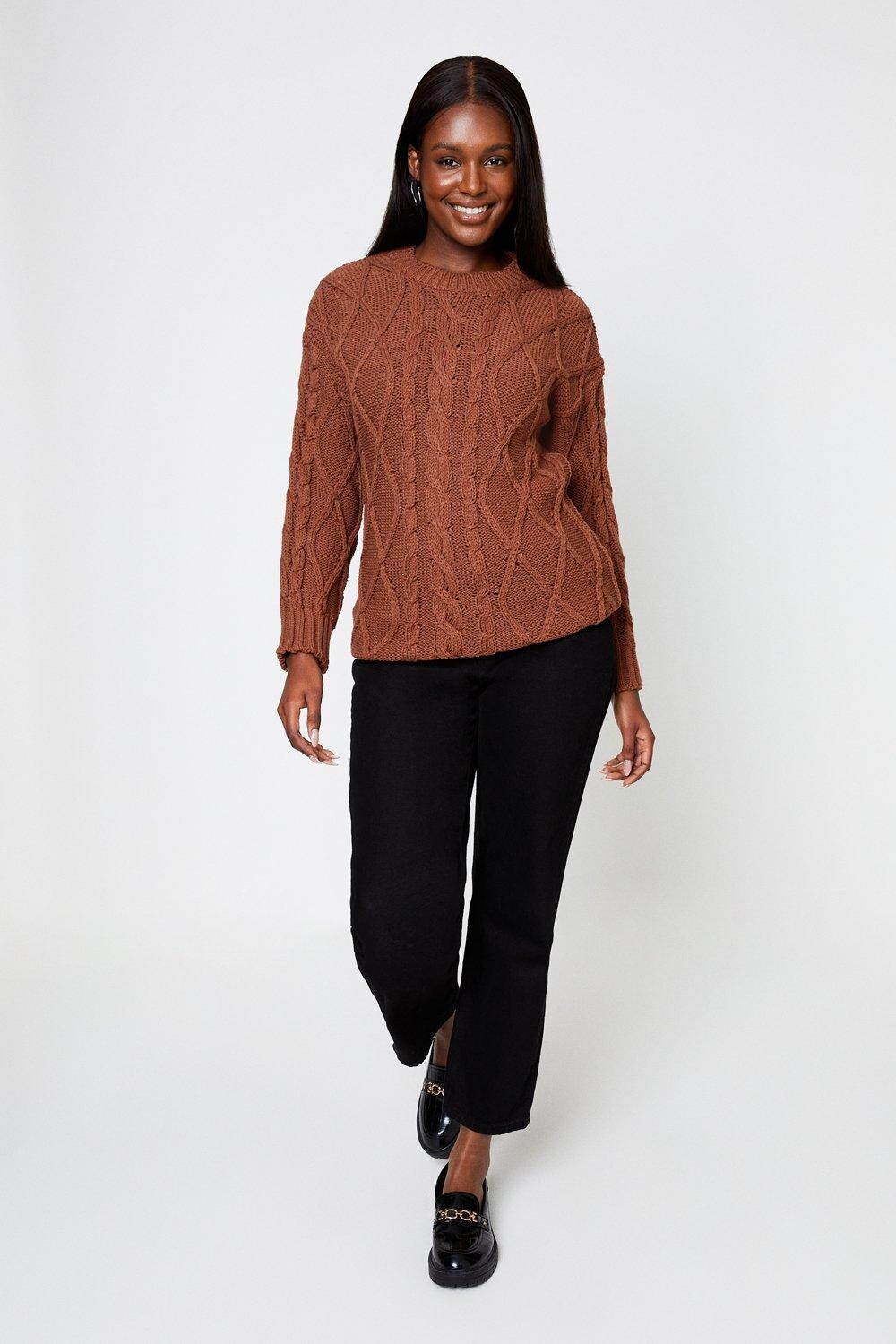 

Длинный джемпер с широкими рукавами Dorothy Perkins, бежевый