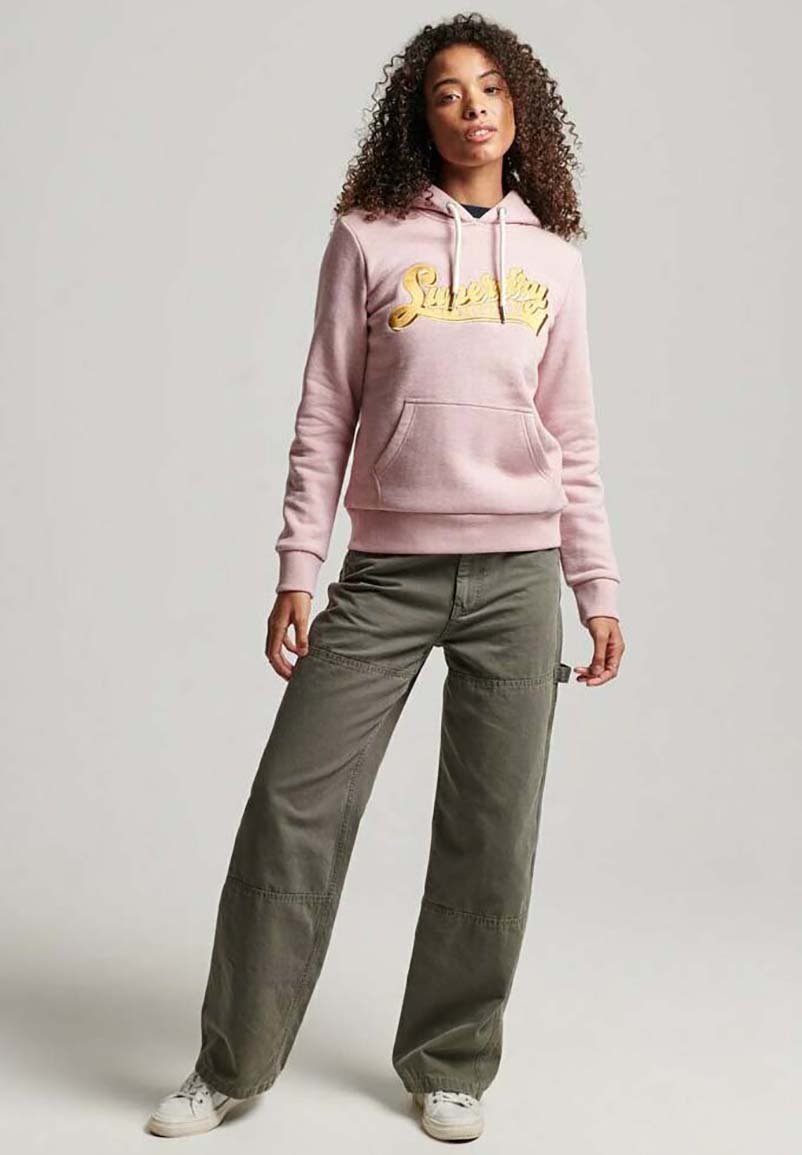 

Толстовка Superdry VINTAGE SCRIPTED COLLEGIATE, цвет la soft pink marl