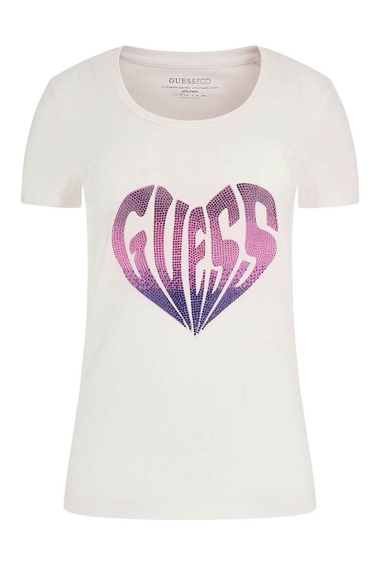 

Футболка с логотипом и декоративными камнями Guess, белый