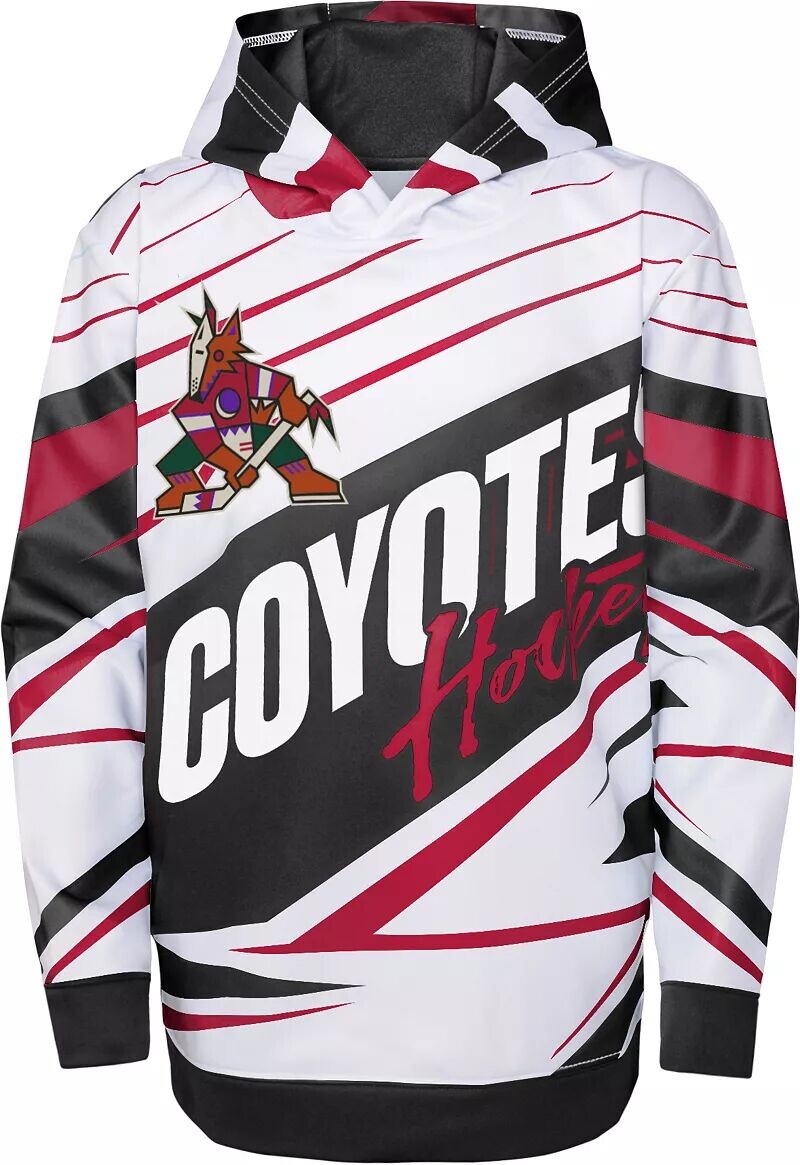 

Outerstuff Черно-белый пуловер с капюшоном NHL Youth Arizona Coyotes Adept Quarterback