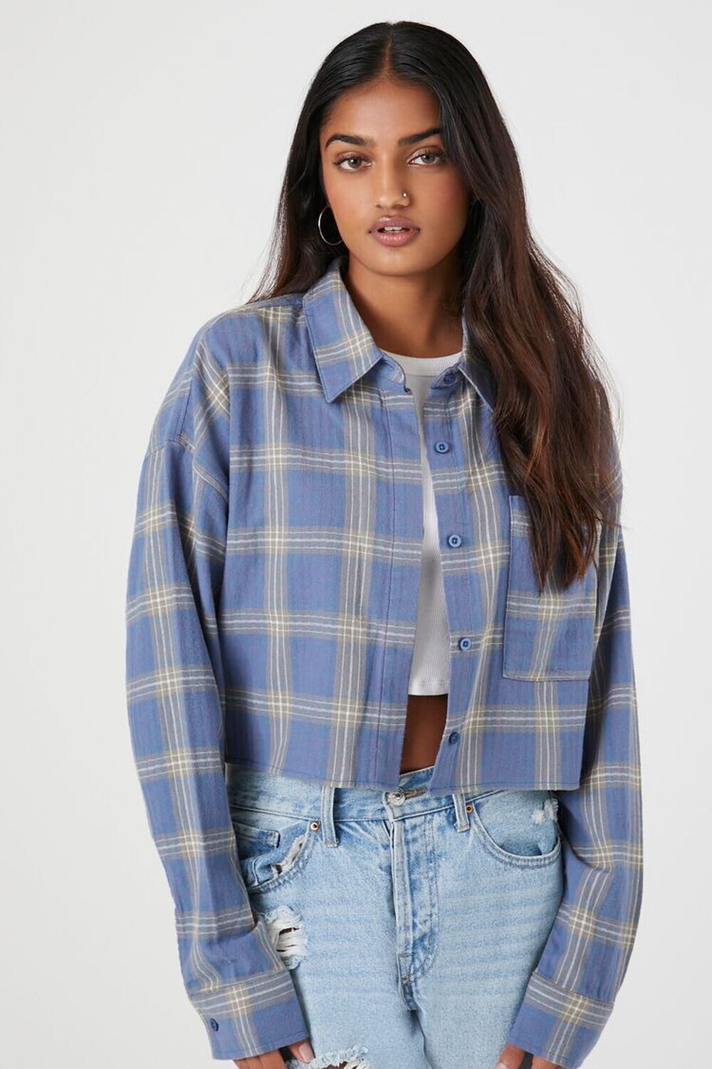 

Фланелевая рубашка в клетку Happy Face с рисунком Forever 21, синий