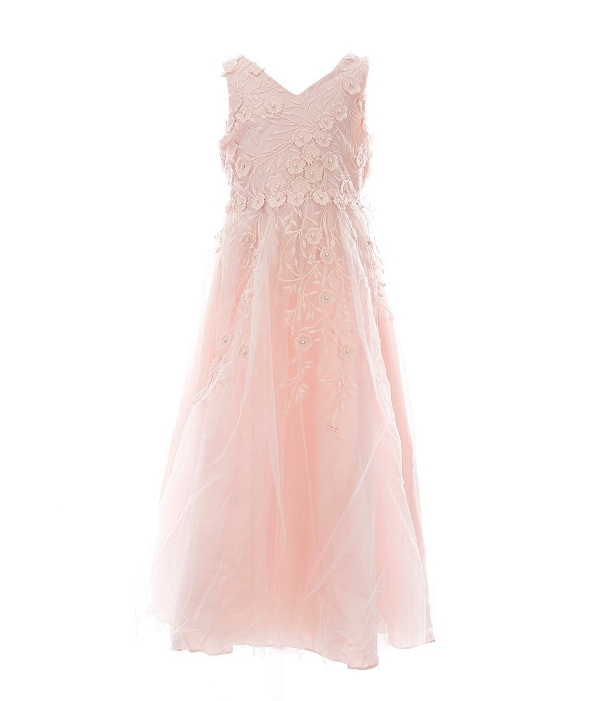 Бальное платье без рукавов с вышивкой из сетки для больших девочек Chantilly Place для девочек 7–16 лет, розовый vahine chantilly fix 19 5g