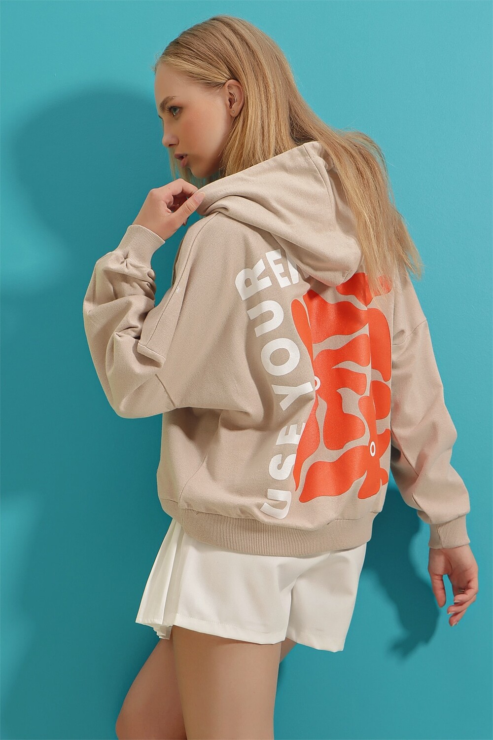 

Толстовка - Бежевый - Oversize Trend Alaçatı Stili, бежевый