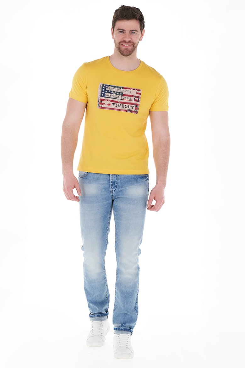 Хлопковая футболка с фигурным принтом Timeout, желтый