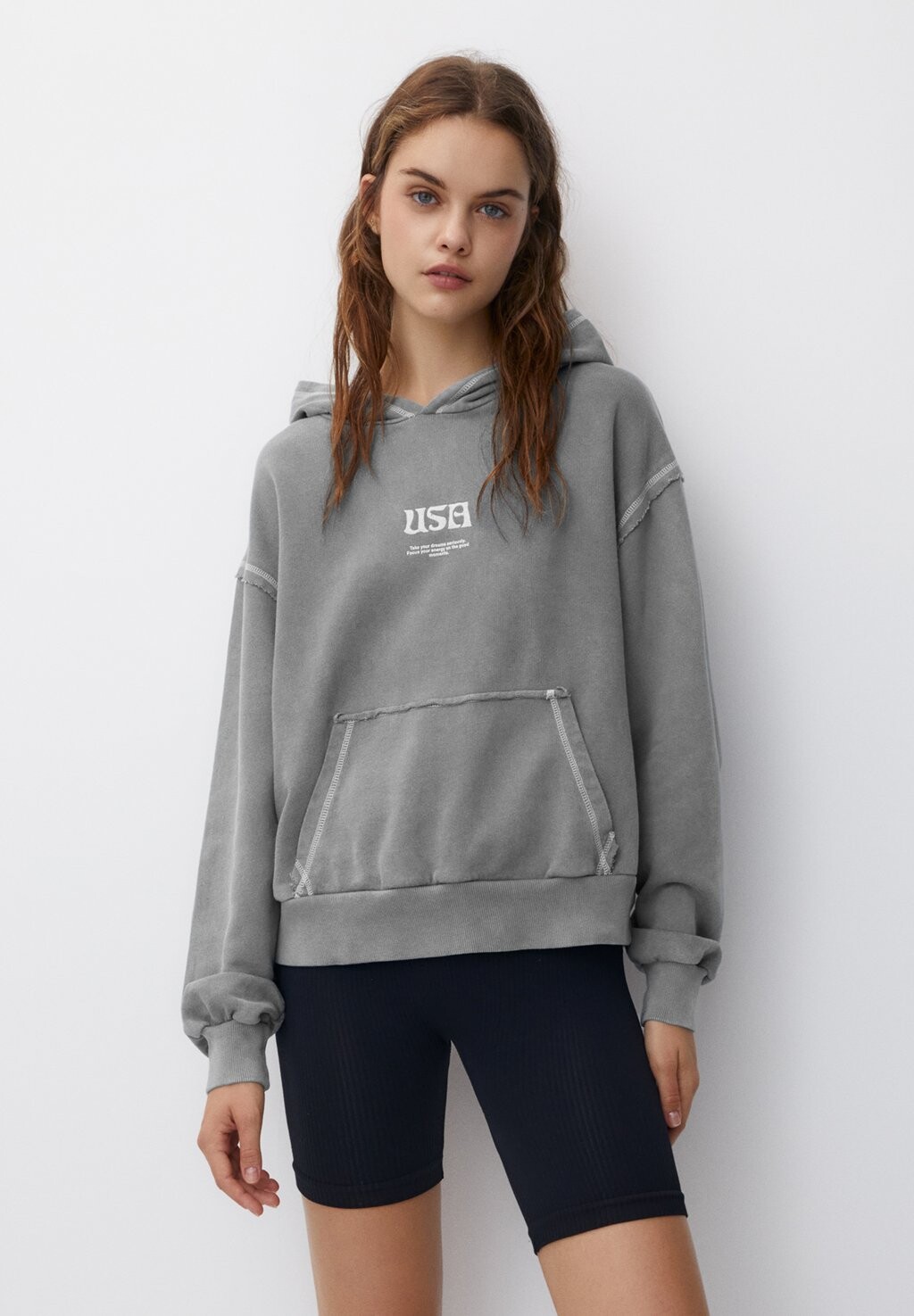 

Толстовка With Contrast Seams PULL&BEAR, цвет dark grey