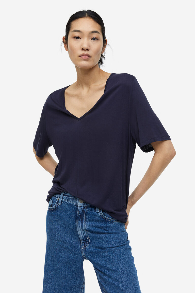 

Футболка с v-образным вырезом H&M, синий