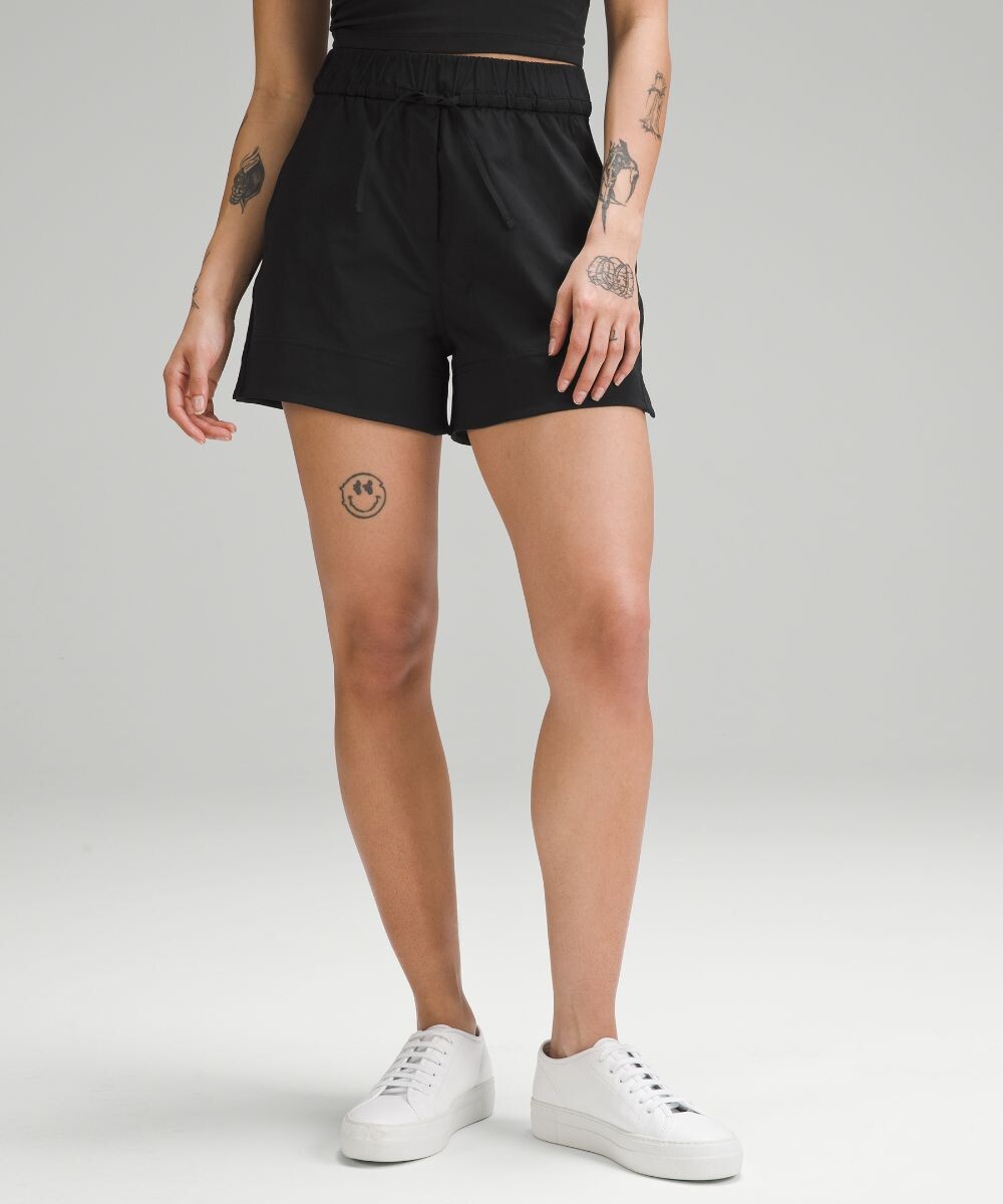 

Тканые шорты с завышенной талией Lululemon, черный