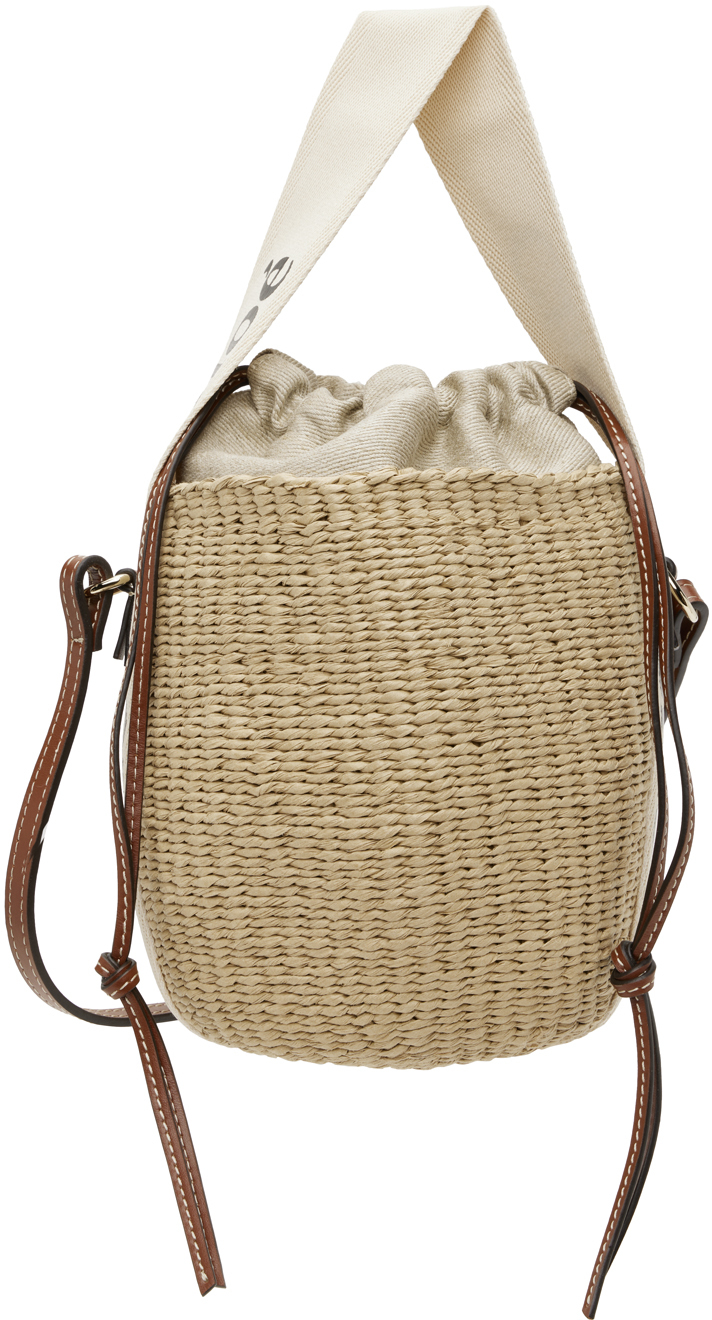 Маленькая сумка-корзина Woody бежевого и кремового цвета Chloe