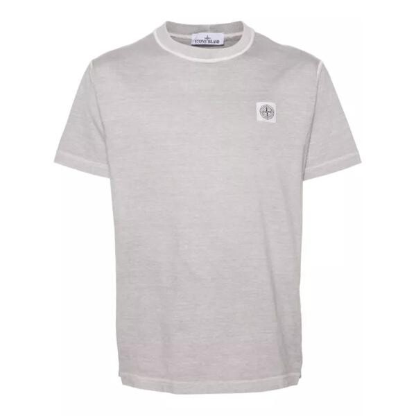 Футболка compass-appliqué cotton t-shirt Stone Island, серый брюки stone island logo appliqué cotton regular green зеленый